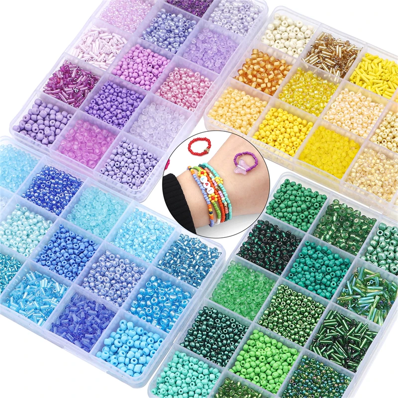 Wholesale 15 Colors Mix Seed Loose Bead Tube Beads Set with Box For DIY Jewelry Beaded Necklace Bracelet Earring Making Kit