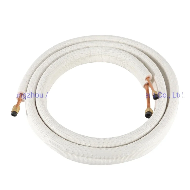 White PE Anti-uv pre-insulated refrigerant copper with nut two pair coil copper line set