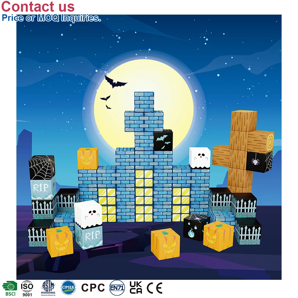 Оптовая продажа OEM ODM поставщик CPC рождественские Hallowmas развивающие игрушки набор Детский Монтессори 3D Магнитный куб строительные блоки