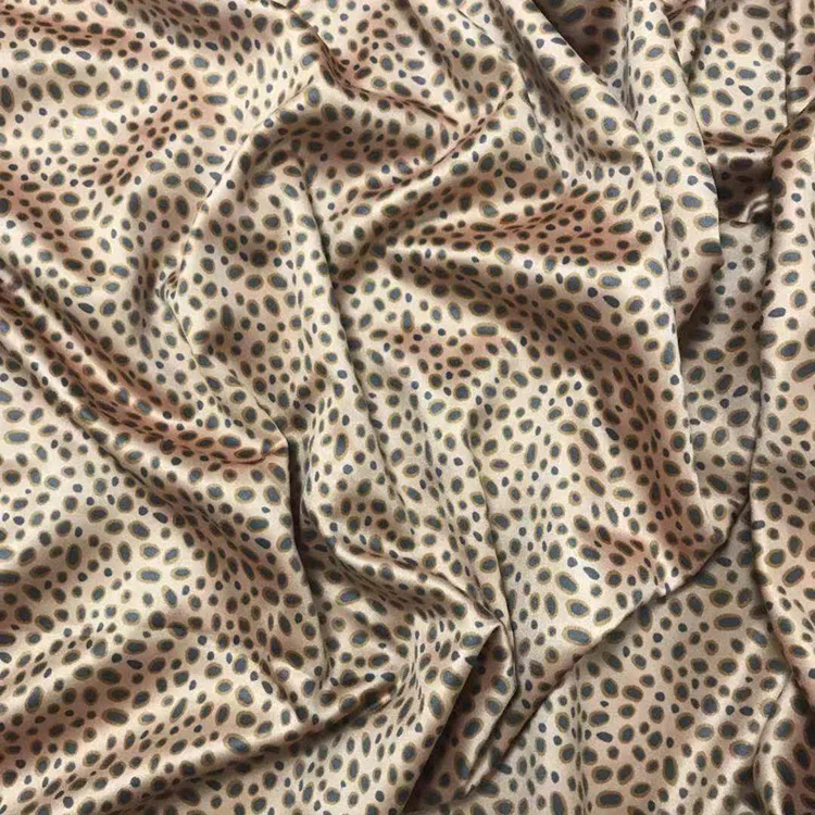 19mm 100% Silk Satin Duchess Leopard Print Silk Satin Fabric