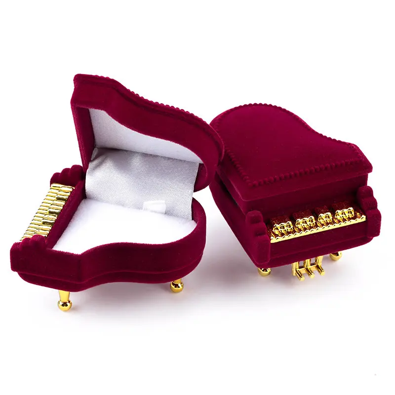 Portable Mini Piano Velvet Jewelry Ring Gift Box Holder For Earrings Necklace Bracelet Display Box