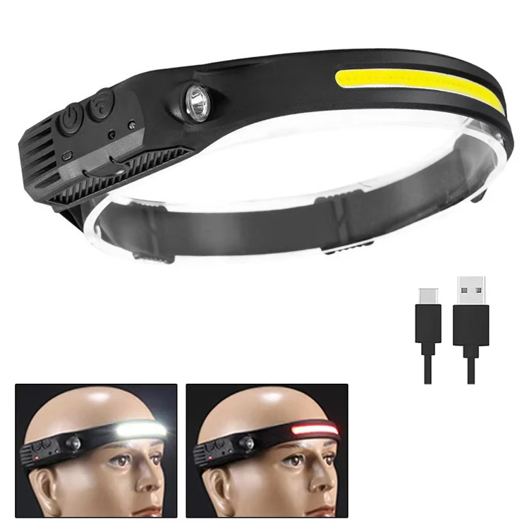 Outdoor Dual light sources Silicone COB motion sensor 320lumen Torch Waterproof IP44 sports Rechargeable headlight