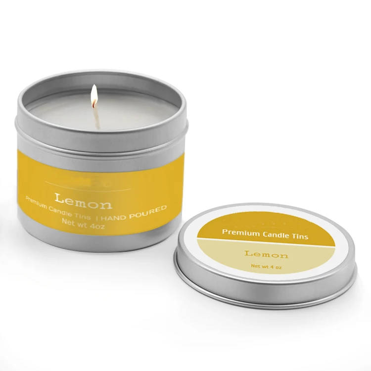 Round Empty Candle Tins Hot Sale 4 Oz 8oz Silver Tin Lunch Box OEM Cylinder Offset Printing White Tin Box with Handle Tint Box