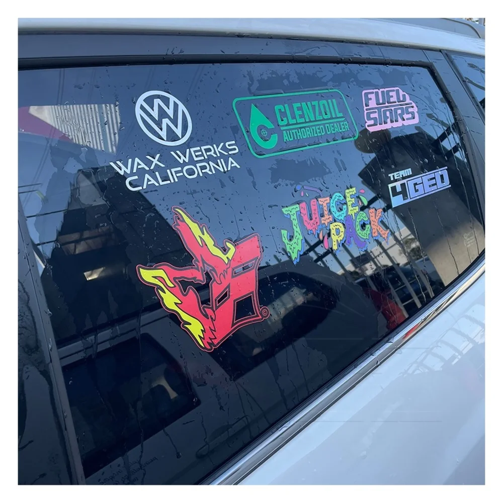 Custom New Design Weatherproof Die Cut Logo Window Sticker Lettering Decals Transfer Windshield Bumper Vinyl Car Stickers