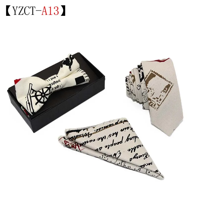  Новейший классический цветочный 100% хлопок индивидуальный тонкий шейный галстук подарочный набор для мужчин