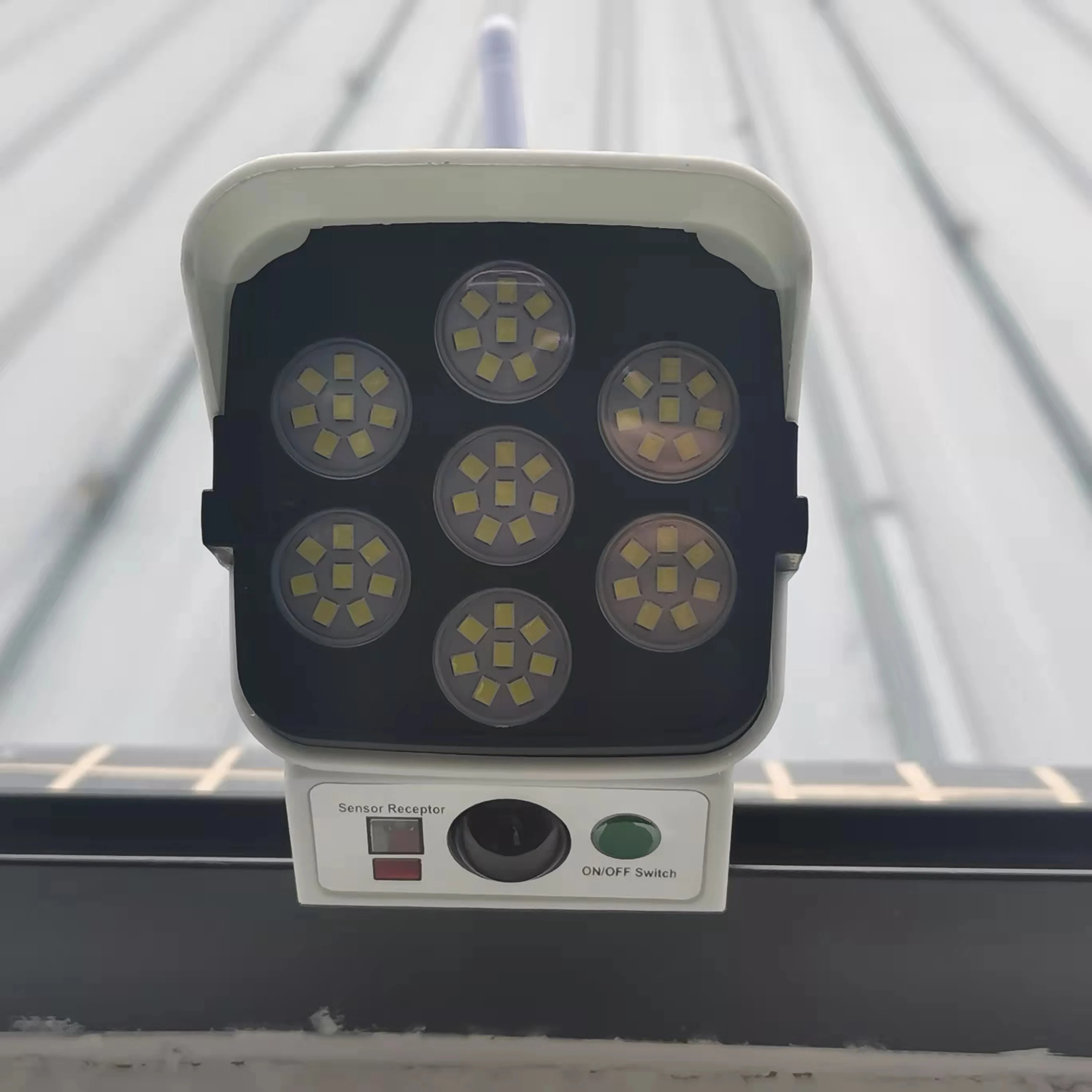 56SMD New Outdoor Simulation Monitoring Camera Not Real Camera solar garden light human body induction wall solar panel light