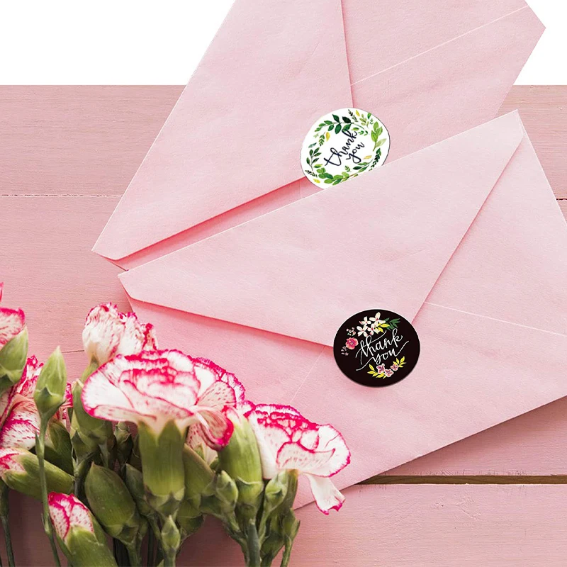 1 Inch Thank You Art Paper Sticker Paste Envelope Card Gift Box Multicolor Decorative Round Stickers for Baking Packaging