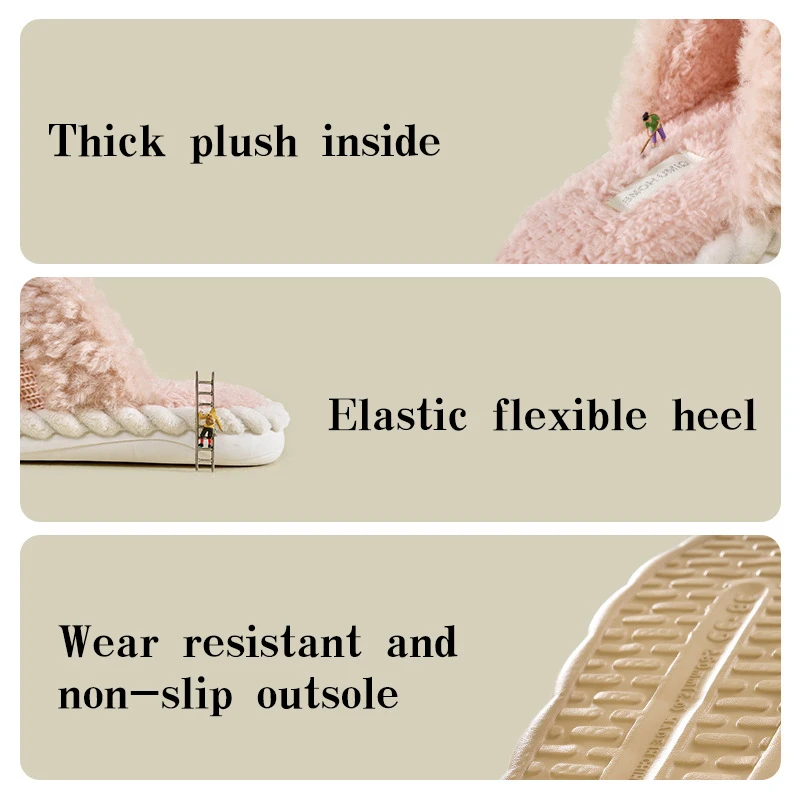 Fairy Style Plush Slippers For Autumn And Winter New Indoor Anti Slip High-End Butterfly Cotton Slippers Wholesale