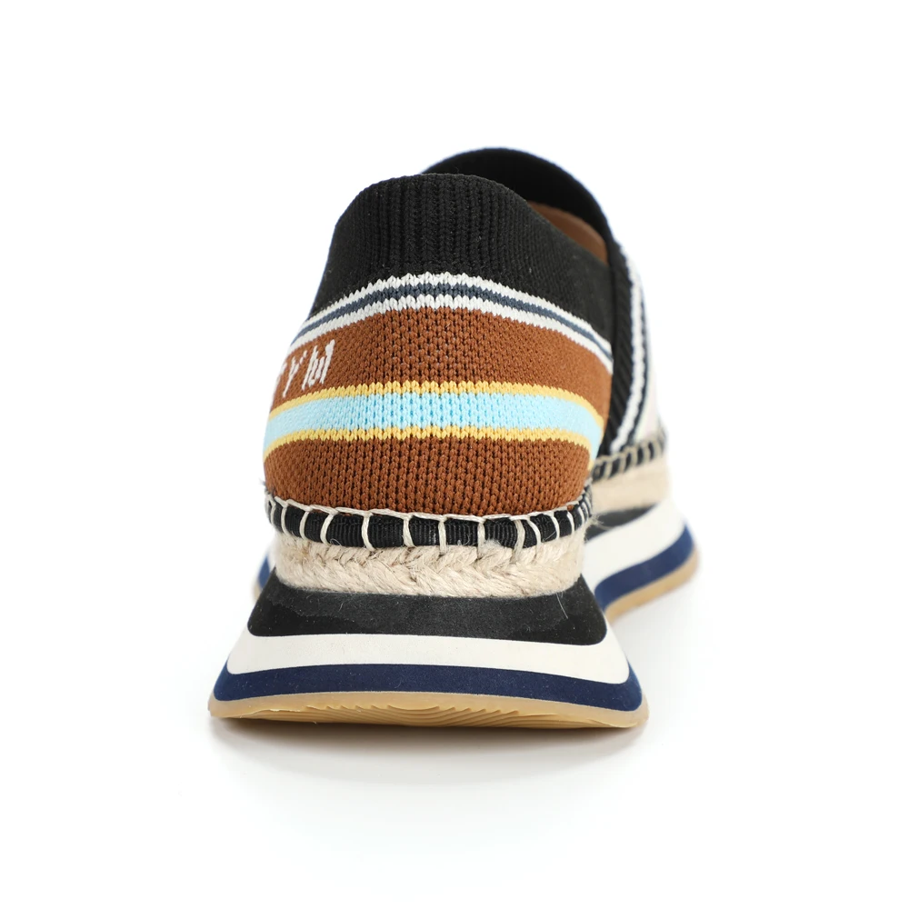 
Selling color stripe interval ladies thick bottom casual stripe espadrilles shoes 