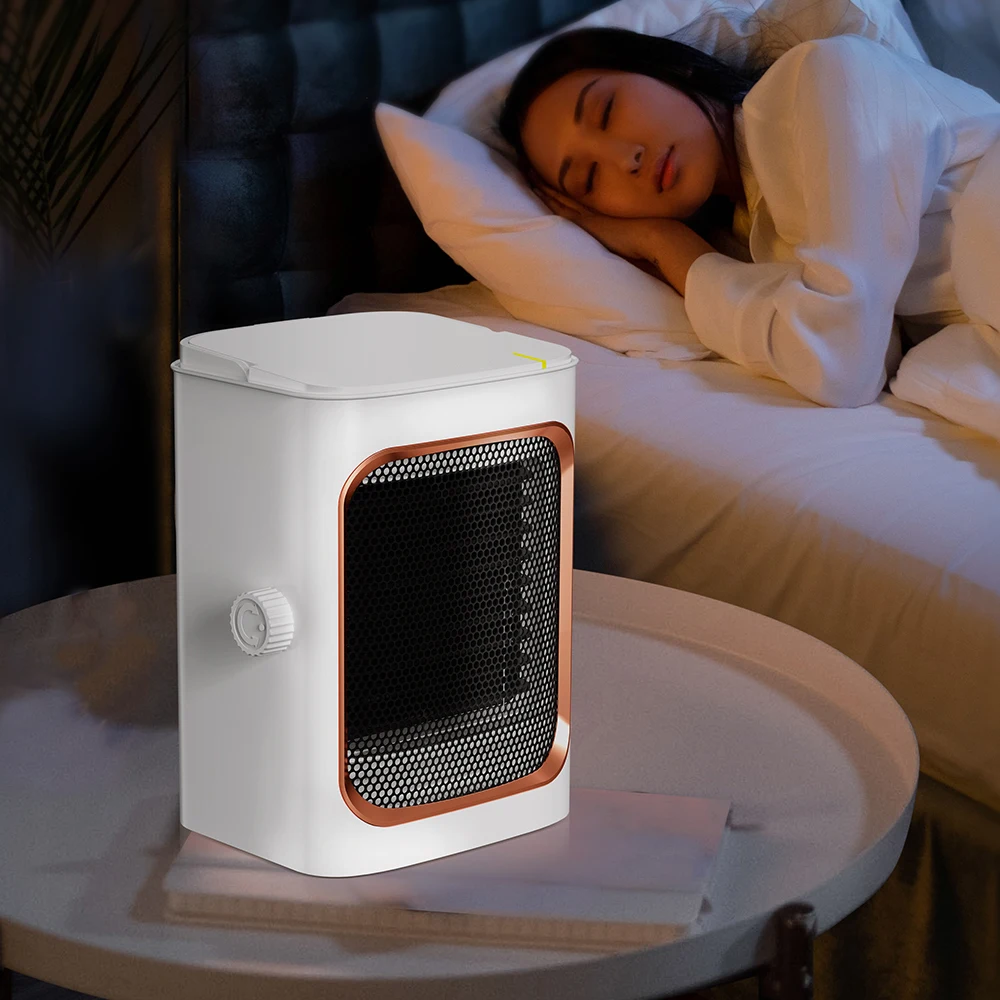 1000W Winter Small PTC Ceramic Personal Space Fan Heaters, Mini Desktop Handy Plug in Electric Heater