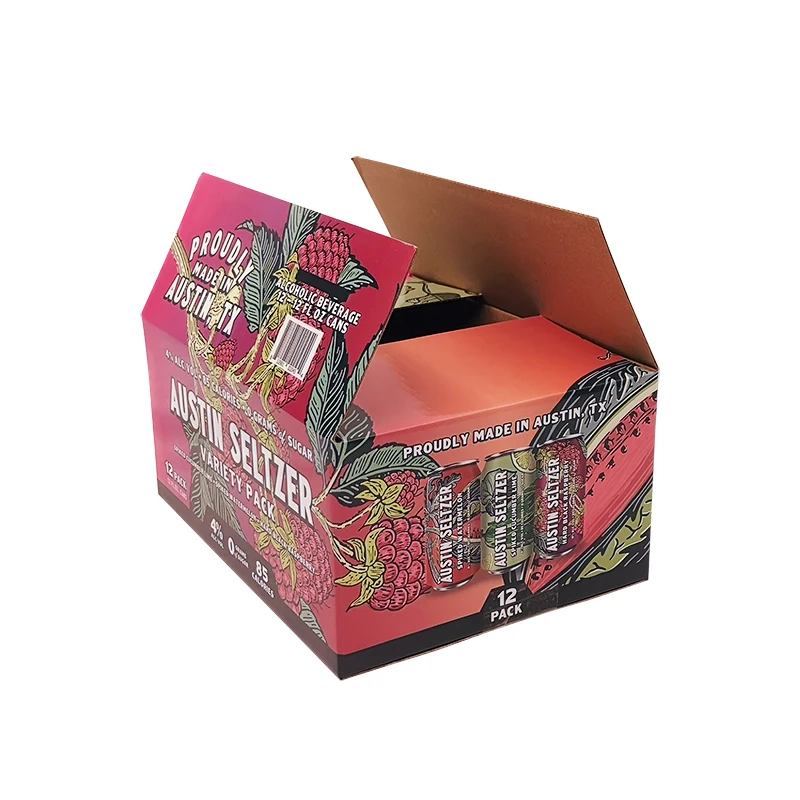 Manufacturer Custom Premium Flat Color Printed Cardboard Paper Corrugated Box Juice Packaging Carton