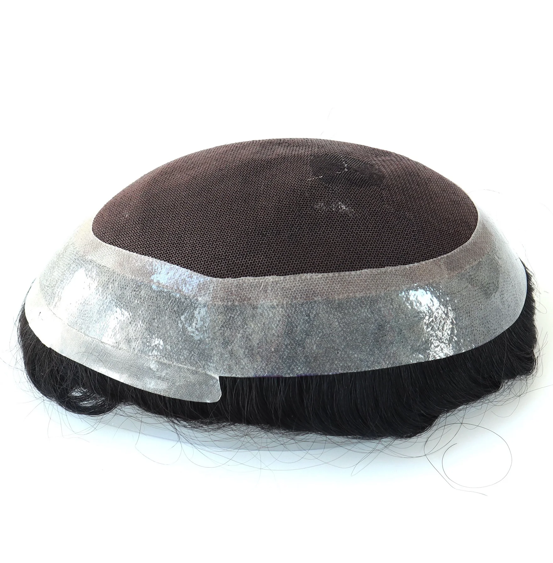 Stock Australia Hair Replacement Lace with poly Human Hair Toupee wigs for men