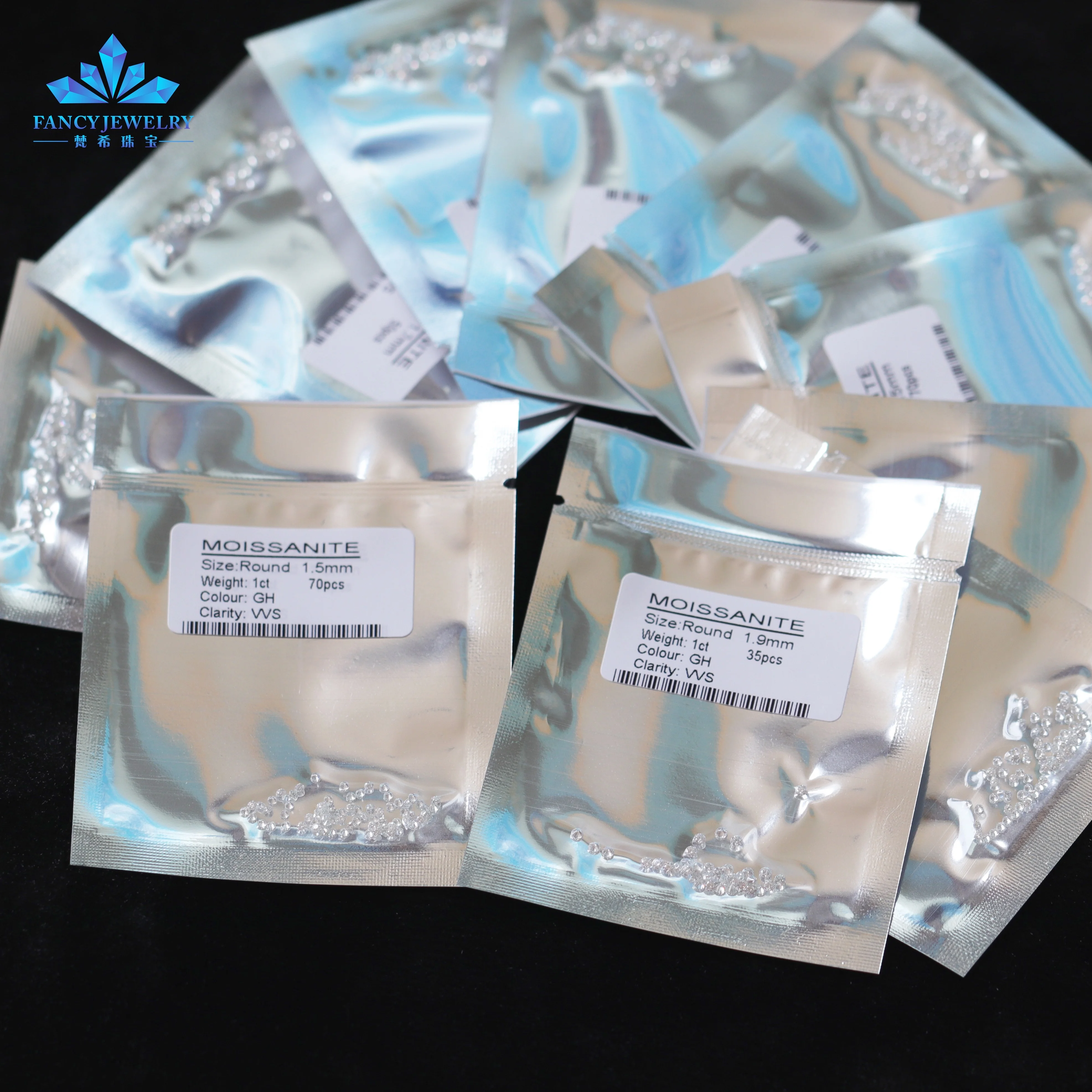 Wholesale cheap price white D EF GH color melee moissanite round cut 1.0mm 1.8mm 2.5mm gems tennis chains moissanite