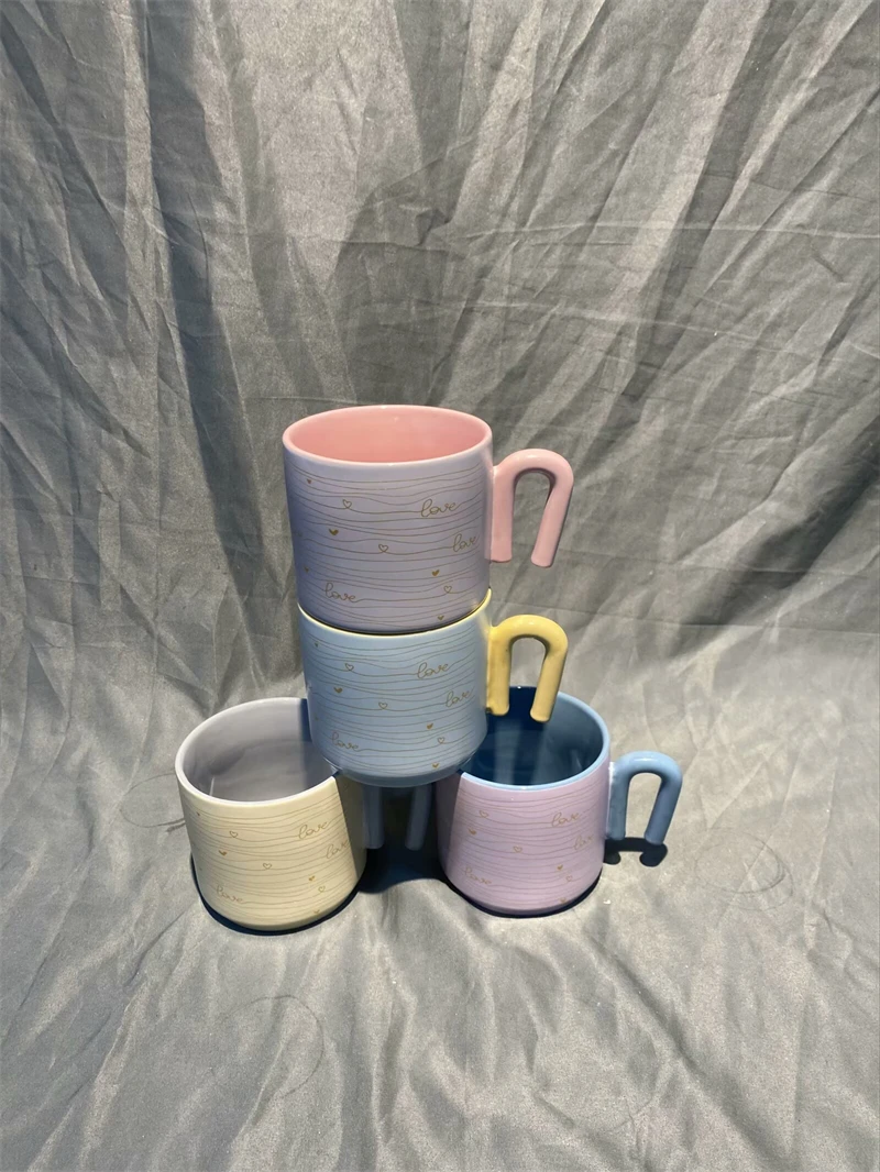 Цветная глазурь ZSC с ручкой в форме сердца Новая китайская керамическая кофейная кружка наклейкой наслаждайтесь сегодня