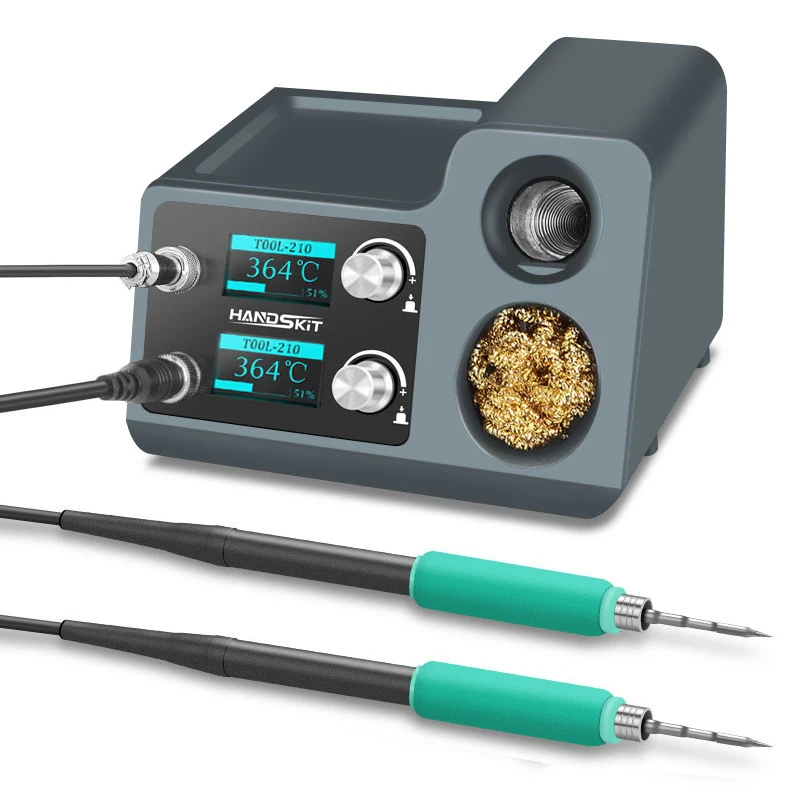 handskit T2102    Soldering Station Dual Handle Solder iron OLED Digital Adjustment Auto Sleep SMD Rework Repair JBC 115 Welding