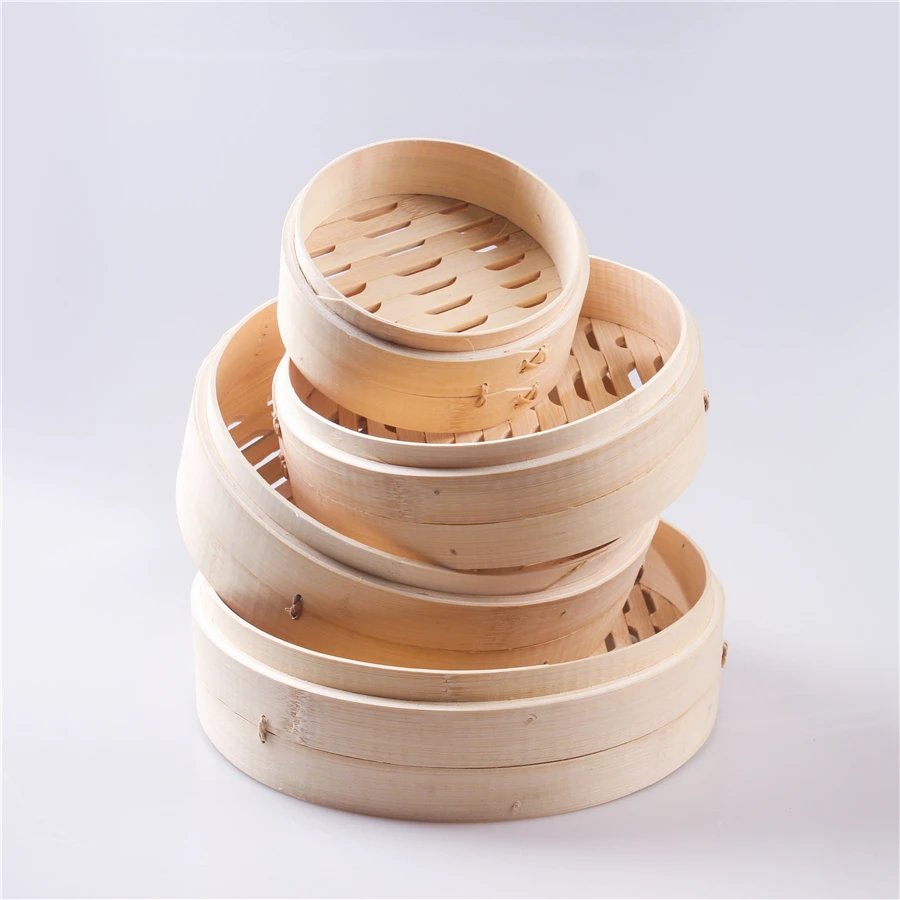 High Quality Natural Eco Basket Durable Eco-friendly Reusable Bamboo Steamer With Cover Bamboo Steamer