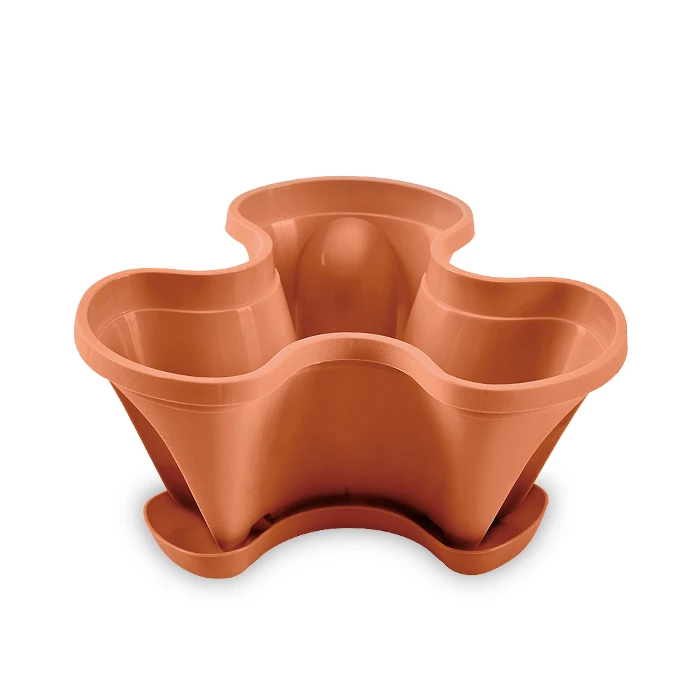 Combinable cheap garden terracotta strawberry stackable plastic flower pot