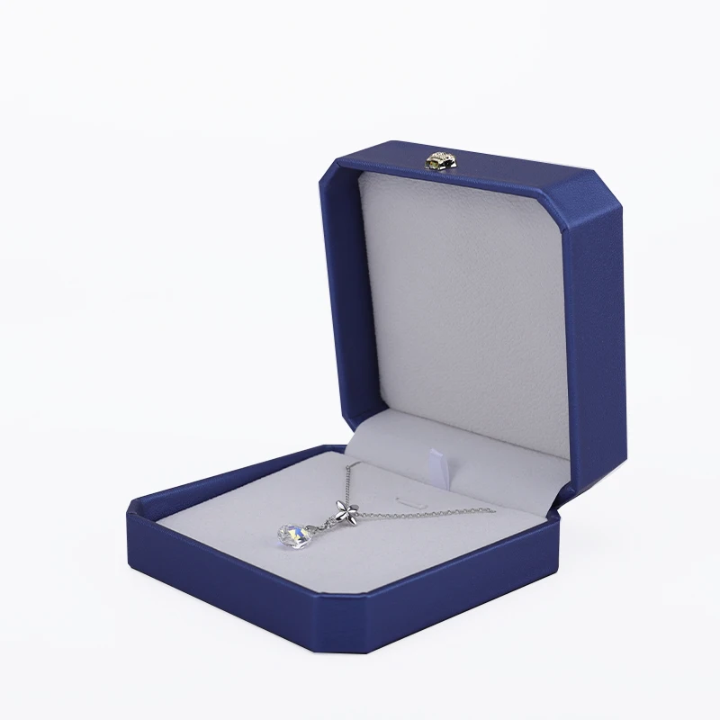 Hanhong custom crown shape jewelry box blue PU leather bracelet packaging box pendant earrings ring jewelry storage box