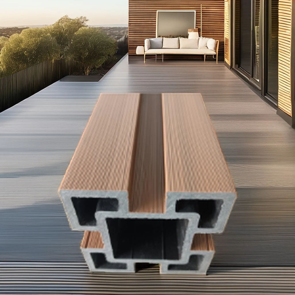 Environmental protection and high quality wood plastic material multi-functional co-extruded column, size 100*100mm