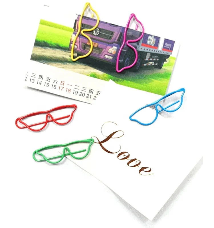 unique colorful eyeglasses shaped paper clips for office stationery gift sets eye health care advisement supplies 30 pcs per box