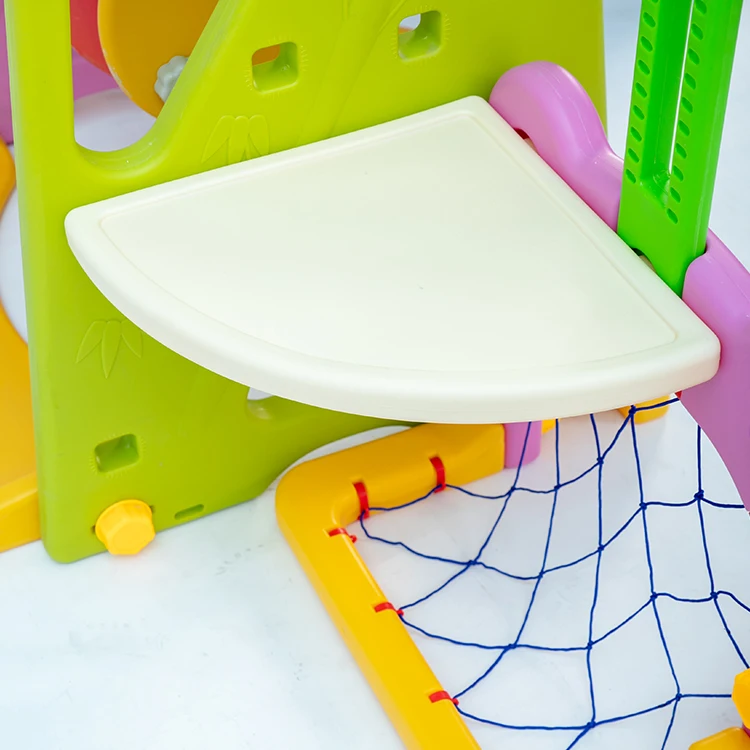 5 In 1 New Commercial Panda Kids Baby China Games Plastic Slide With Swing Set On Sale For Kids