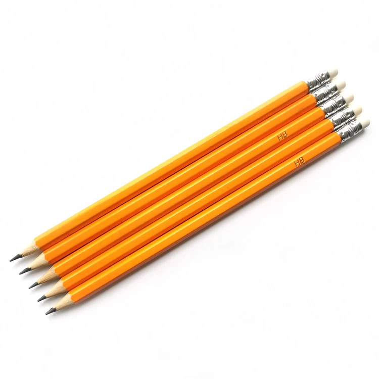 Shenzhen Yellow Colored Body Wood Pencils with Eraser Topper
