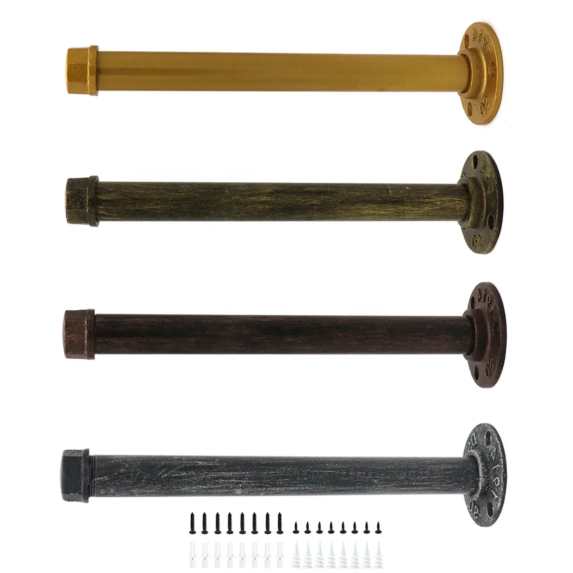 Floating Heavy Duty Decorative Rustic Shelving Brackets For Pipe Shelf Bracket Industrial DIY Bronze Iron Hanging Wall Mounted