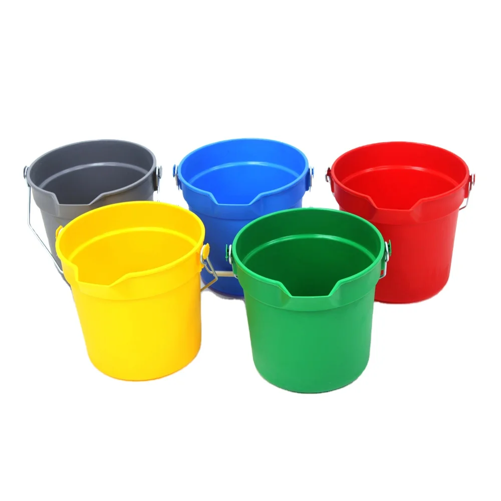 10Qt 14Qt Heavy-duty Pail Plastic Cleaning Bucket embossed graduations quarts and liters 09301 & 09302