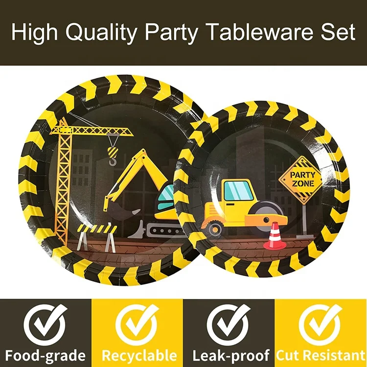 Construction Birthday Party plates and napkins Construction Theme Tableware Set Dump Truck Party Table Decorations Supplies