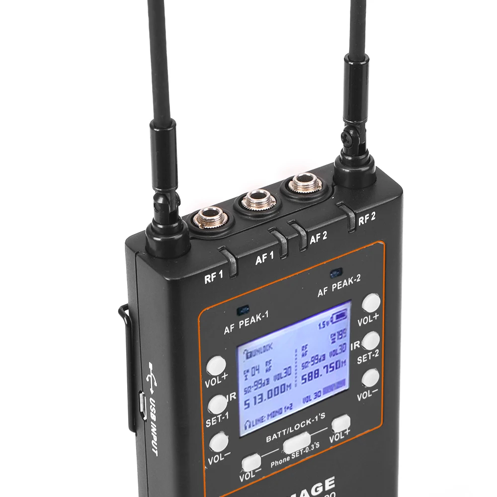 E-IMAGE MR-300 UHF Two- channel Metal body UHF/PLL Portable wireless Receiver for wireless microphone