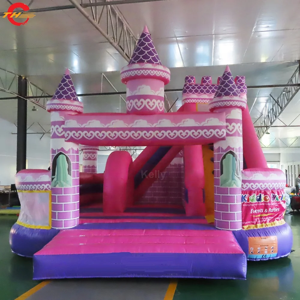 Free Door Shipping 7x4m Pink Princess Inflatable Bouncer Playground Commercial Bouncy Castle with Slide for Sale