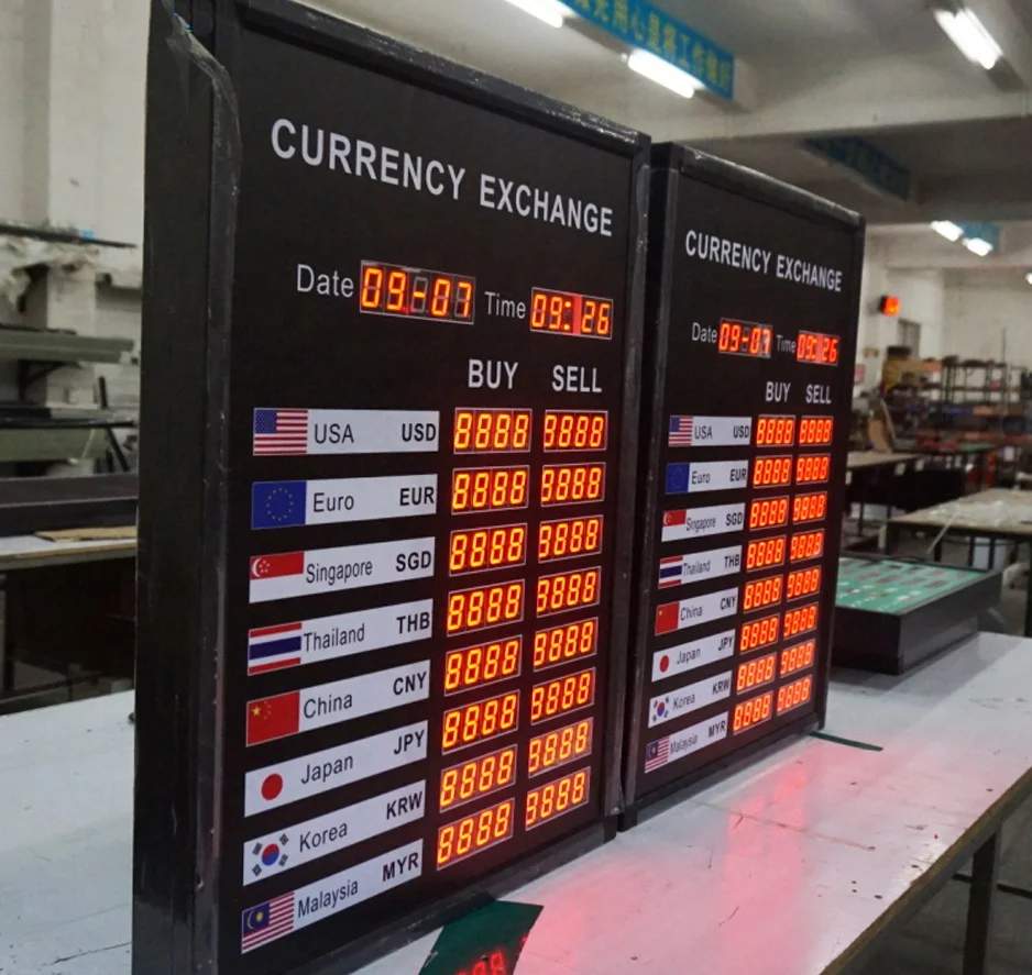 Foreign currency exchange rate  board  LED  sign indicating advertising display sign board