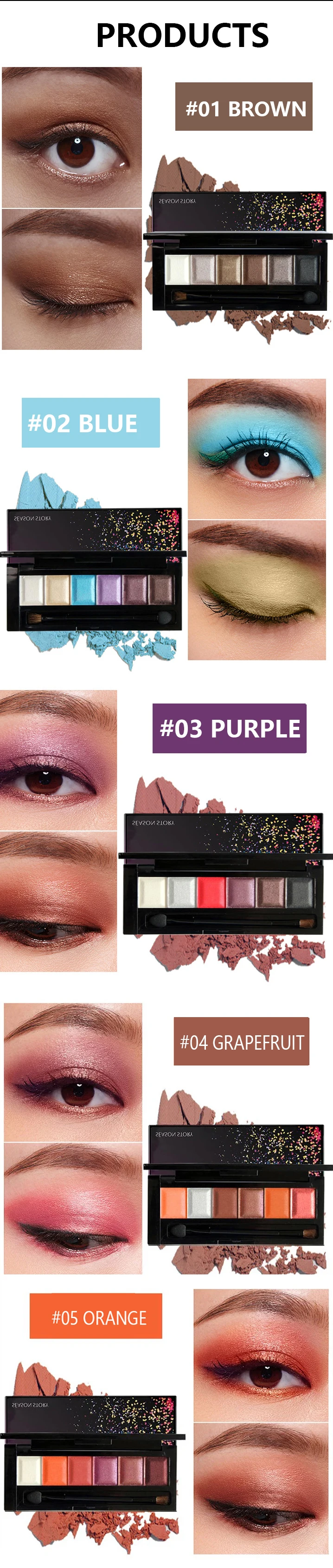 SEASON STORY -- STARRY SKY SIX COLORS EYE SHADOW 9g NATURAL SHIMMER HIGH PIGMENT MAKEUP GLITTER EYESHADOW PALETTE