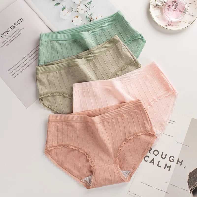 WEE 9 Assorted Colors Female Seamless Knickers Anti-Bacterial Women Panties Cotton Underwear L XL XXL