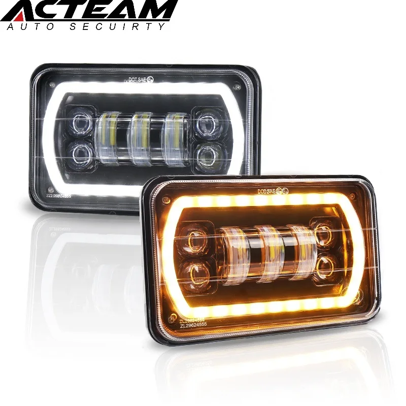 ACTEAM 12V 24V 5 Inch 30W 55W DRL 4X6 Led Headlights Car Head Light For Truck