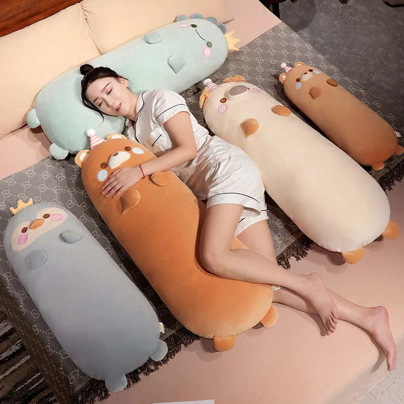 Long Strip Penguin Pig Dinosaur Teddy Bear Plush Toy Super Soft Throw Pillow Bed Sleeping Companion Doll Room Decoration Cheap