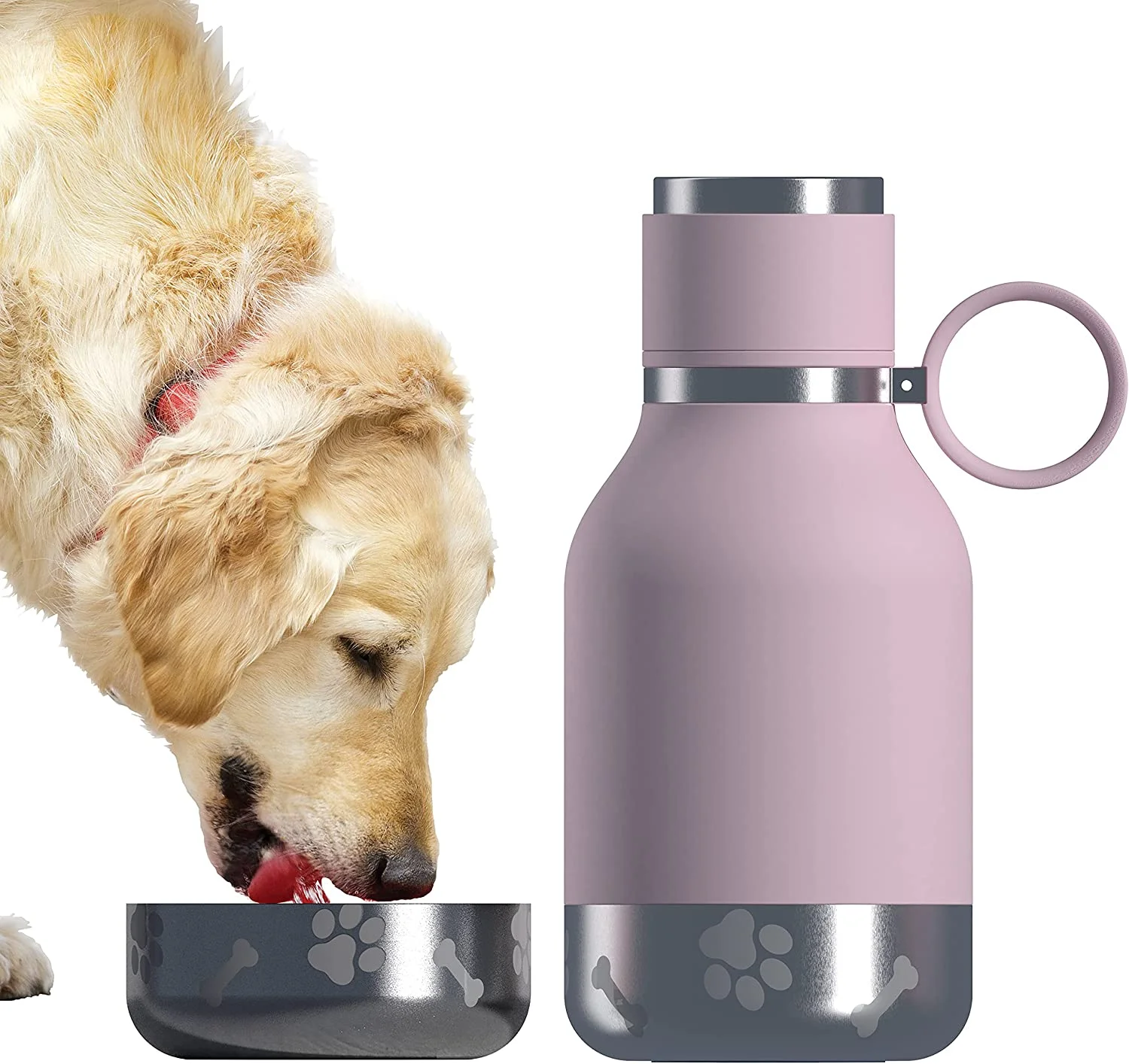 2021 Wholesale Factory Drink Feeder 600ml Stainless Steel Metal Travel Portable Pet Dog Water Bottle
