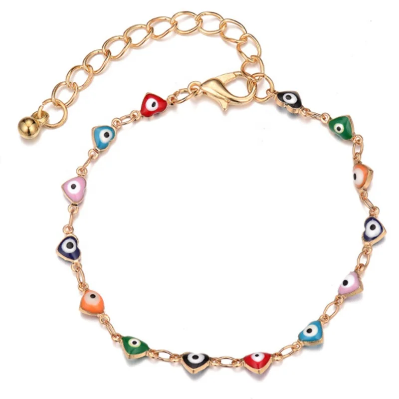 SEPT Custom Women Gold Silver Colorful Evil Eyes Bracelet For Girls Women Ankle Foot Chain Jewelry