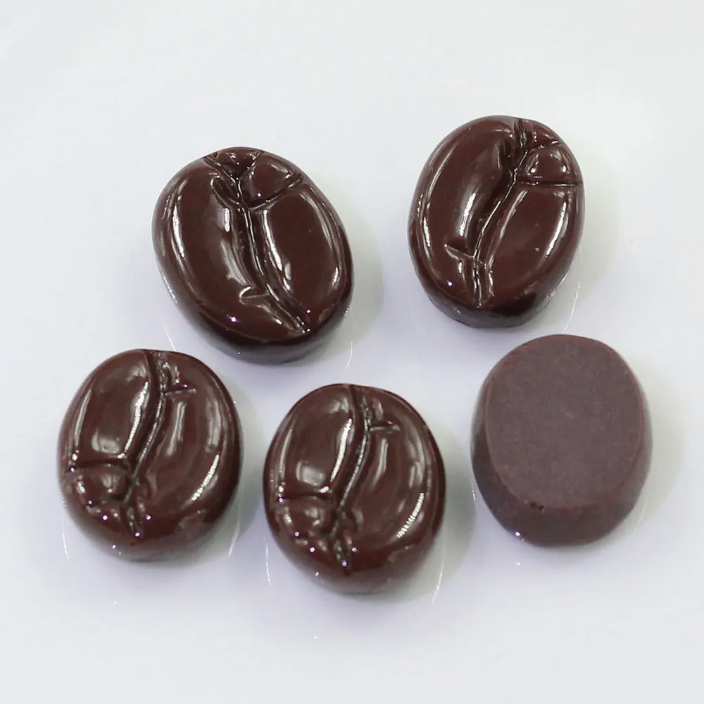 Top Sell  100PCS Tiny Coffee Beans Flat on The Back Resin Flatbacks Miniatures Food DollHouse Coffee Cabochon Slime DIY