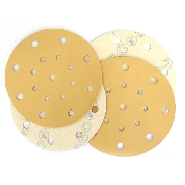 6inch(150mm)17 holes hook and loop Gold sanding discs sandpaper for orbital sander