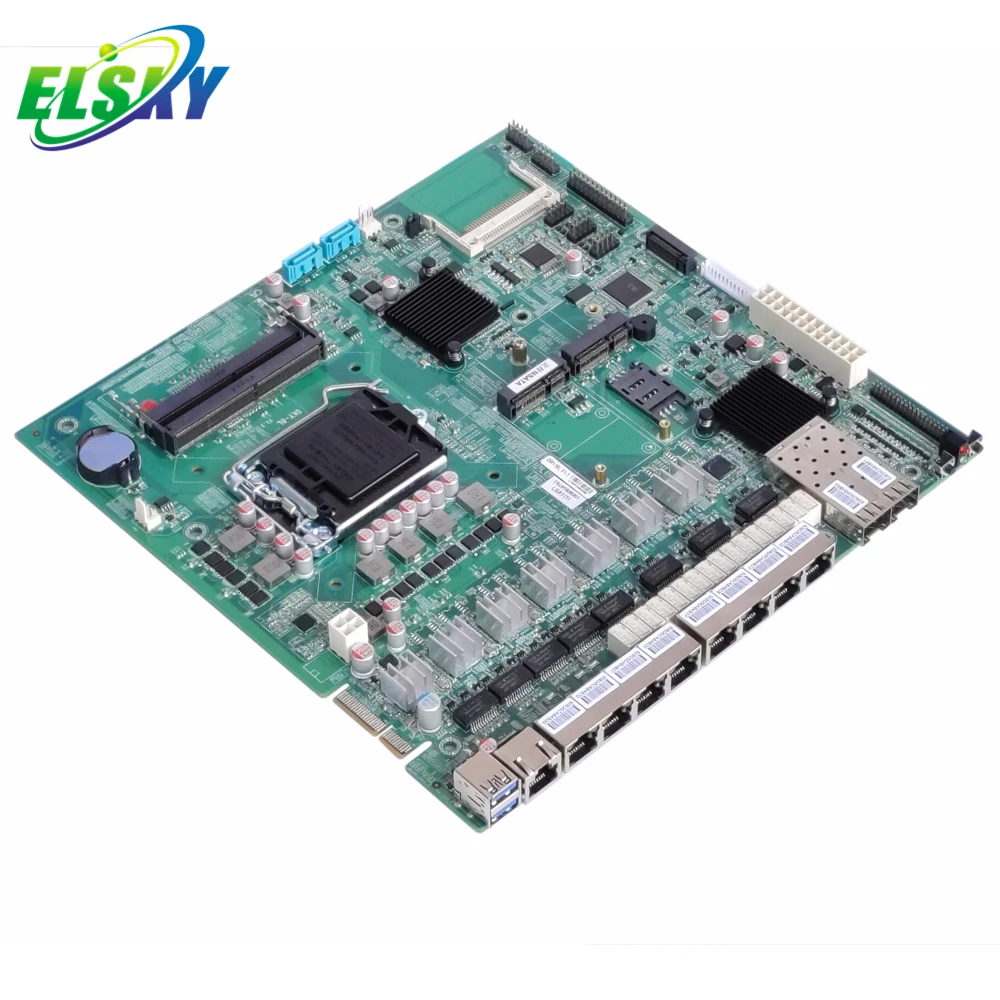  Дешевая материнская плата LGA1151 Socket Core i3/i5/i7 2 * DDR4 32 Гб RAM VGA Gigabit 6LAN 2SFP брандмауэр для сервера маршрутизатора
