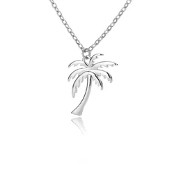 Small MOQ Wholesale Gold Plated Stainless Steel Palm Tree Necklace Coconut Pendant Jewelry