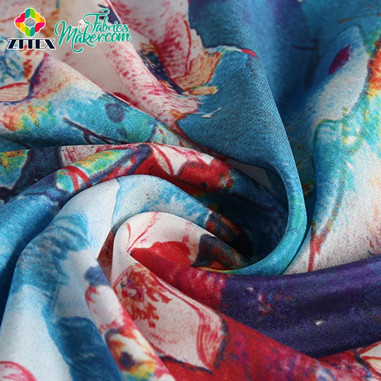 Material Fabrics Chineses  italian jacquard silk Textiles 100% polyester silk satin digital print fabric