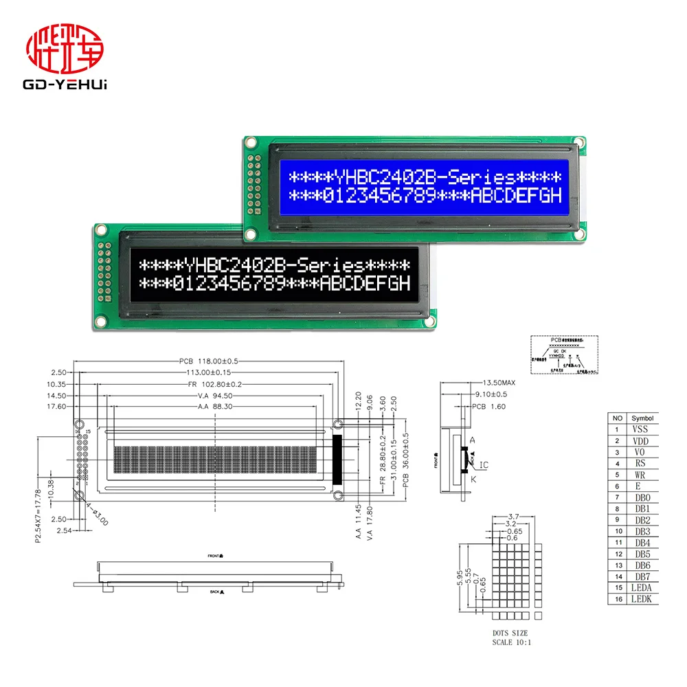 Good Display Effect Cheap Price White/Black Character 5V 3.3V Power Supply Drive 20X02 Characterlcd 24x2 LCD Display Module