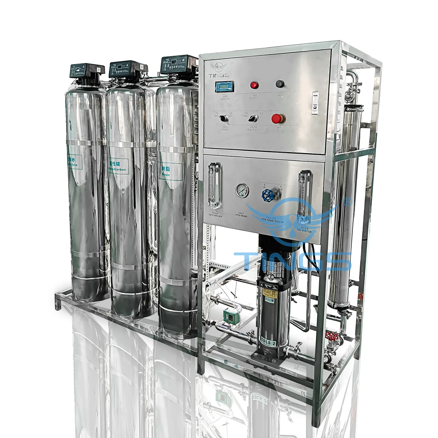 1000LPH 304 Ro Water Filter System For Bottling Production Line Automatic Valve Water Filtration System