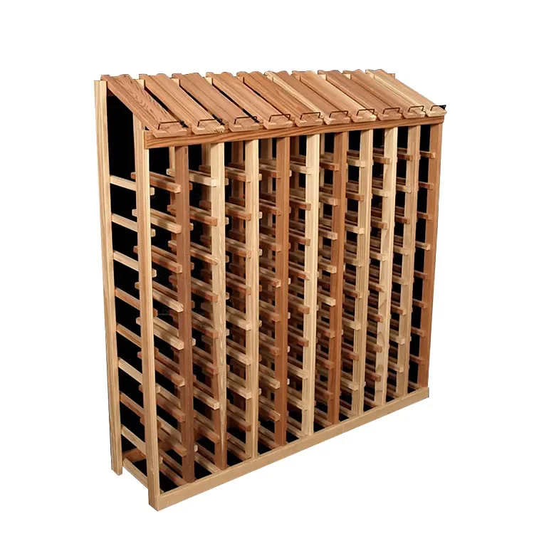 100 Bottle Solid Wood Wine display rack commercial Supermarket Wood Racks