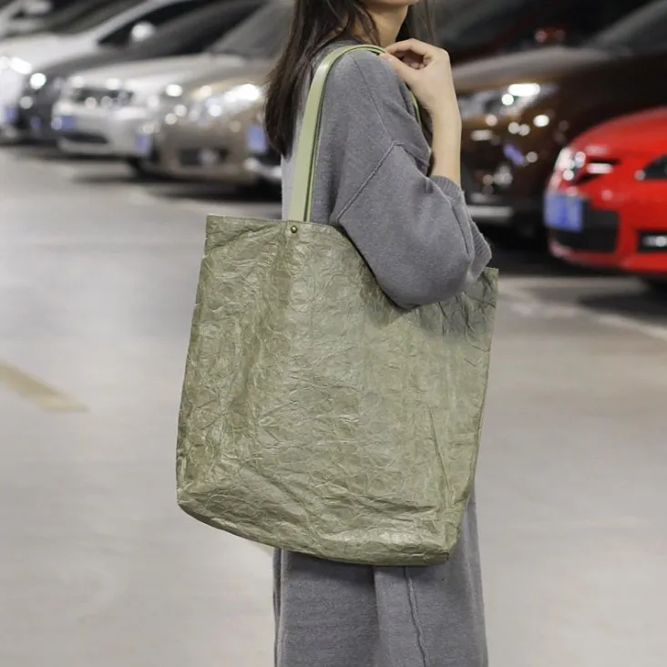 
Custom Durable Waterproof Reusable Washable Brown Tote Paper Beach Tyvek Shopping Bag 