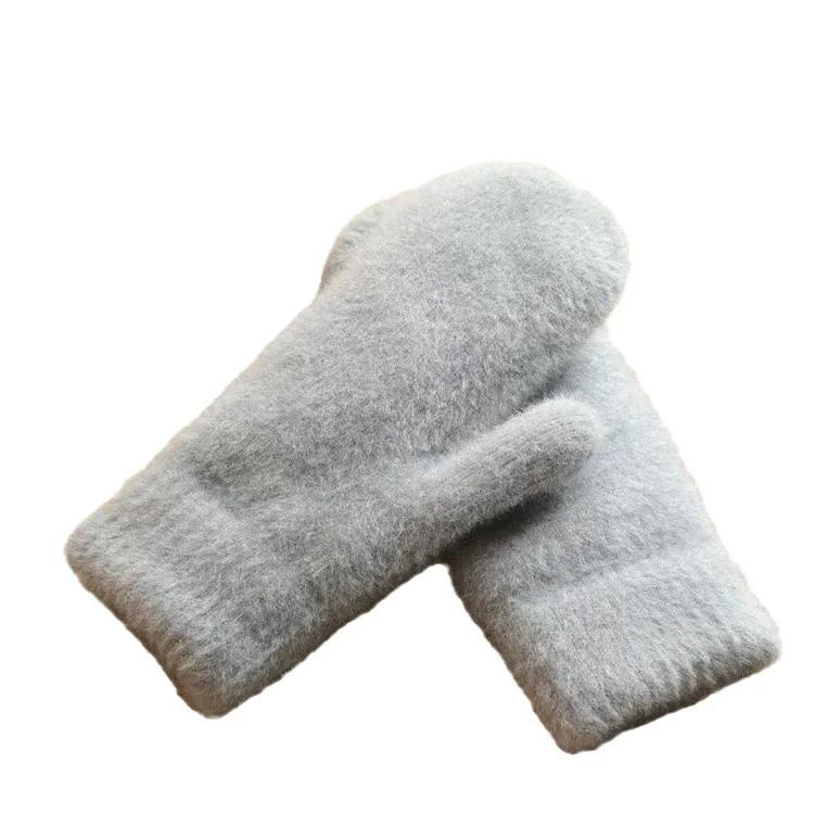 Women Cute Solid Color Mink Cashmere Mittens Winter Outdoor Cycling Hamd Gloves