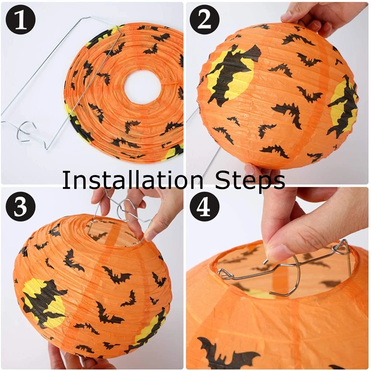 8 inches Hanging Decoration  Halloween Paper Led Lanterns For Party supplies