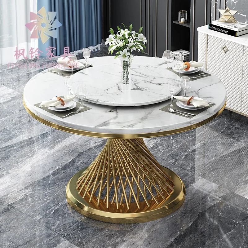Нордический дизайн, заводская цена, современный круглый мраморный топ, 6 стульев, обеденный Свадебный банкетный стол DTY006